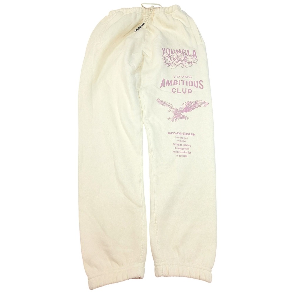 YoungLA Ambitious Club Sweatpants Cream Purple Graphic Joggers 233 YLA2664 Med